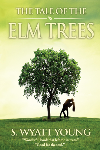 The cover of The Tale of the Elm Trees depicts a man and woman kissing beneath an elm tree as the sun shines brightly from the far side of the tree.